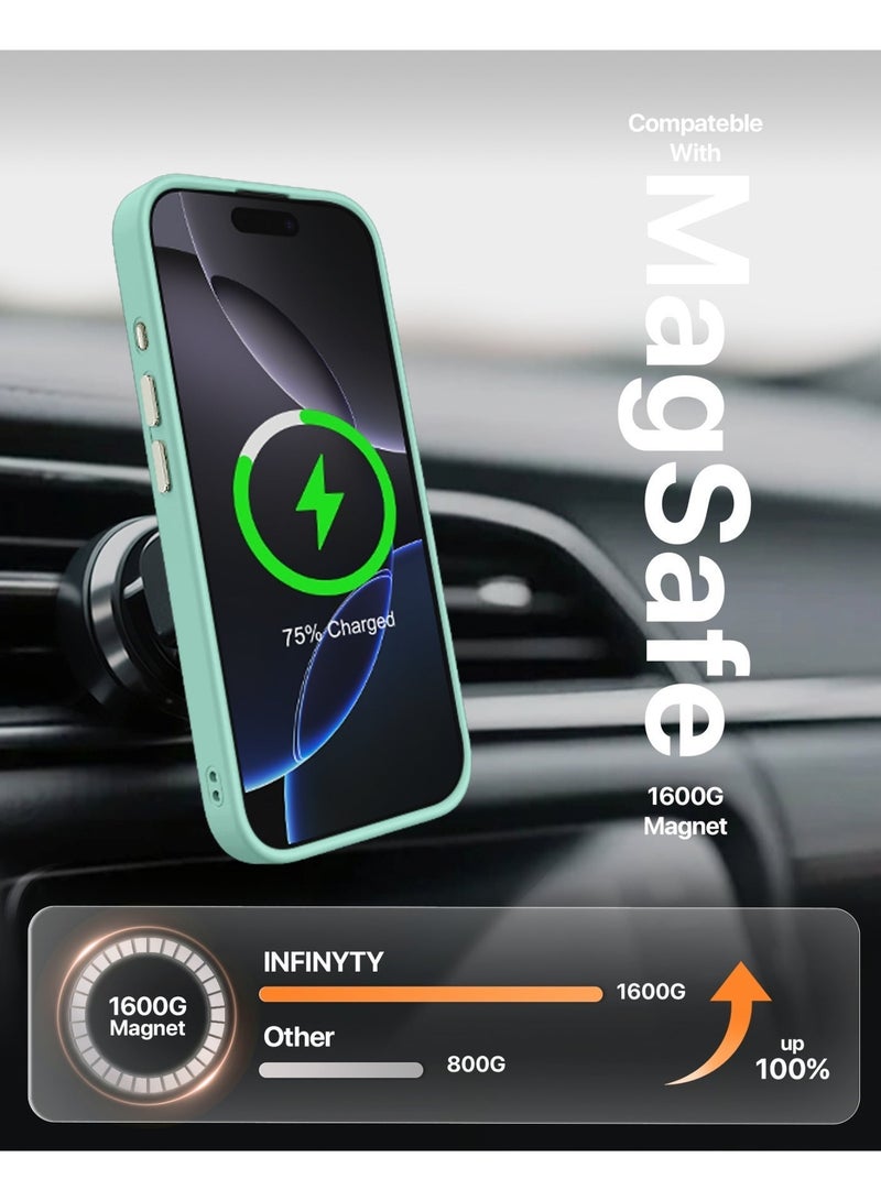 INFINYTY iPhone 16 Case– Gleam Series (Teal) Hybrid Matte Finish, Seamless Color Match, MagSafe Compatible, Mil. Grade Drop-Tested, Air Cushion Corners, Soft Touch, Scratch-Resistant - Image 3